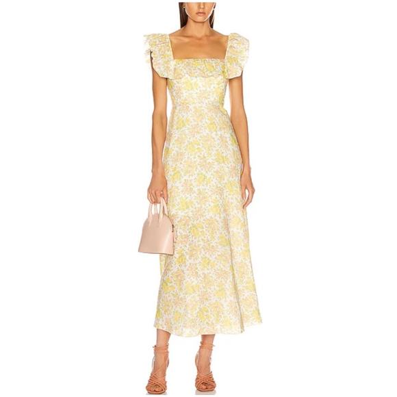 Zimmerman Goldie Ruffle Floral Midi Dress Women’s size 3 or US 8 - Picture 7 of 16